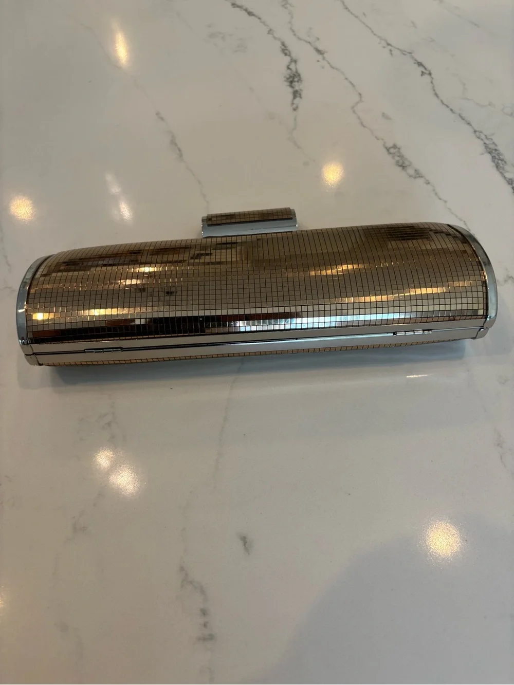 BCBGMaxAzria Metallic Bronze Mosaic Tube Clutch